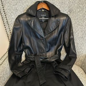 Bebe Leather Trench Coat Size Petite or Small
